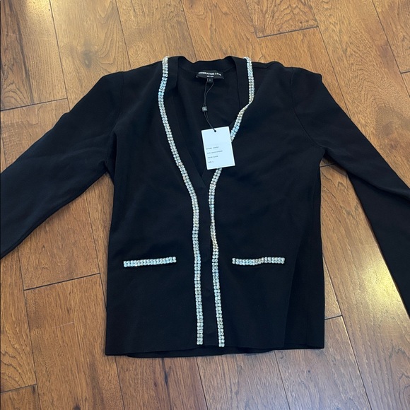GENERATION LOVE Black cardigan with Rhinestone Trim NWT